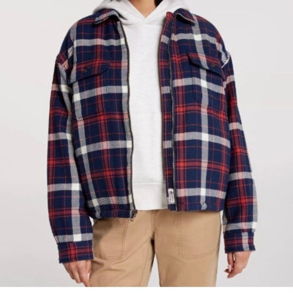 Alpine Design Shirt Jacket Plaid Sherpa Lined Full Zip Size woman's Small NWT